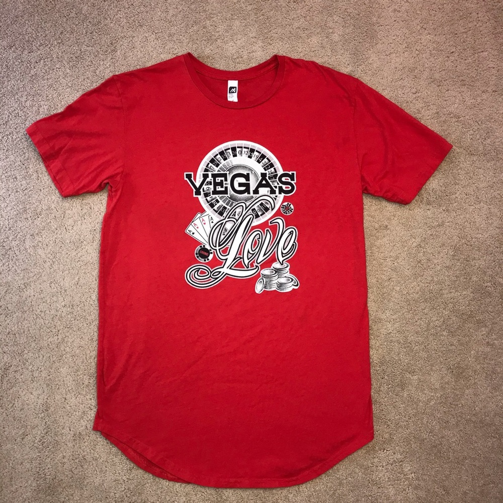 Las Vegas Love Gaming Graphic T Shirt Size Large Tall Red Cotton Vacation Summer